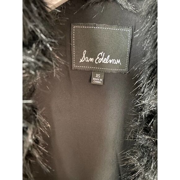 Sam Edelman Black Faux Fur Sleeveless Collared Shabby Chic Winter Vest Size XS - Picture 4 of 9